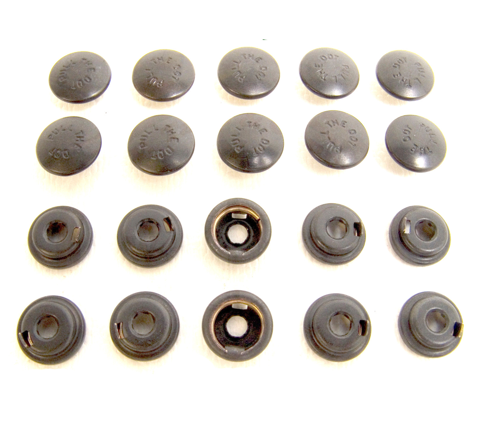 Pull The Dot Snap Fastener, Cap & Socket Only, Black Finish, 10 Piece