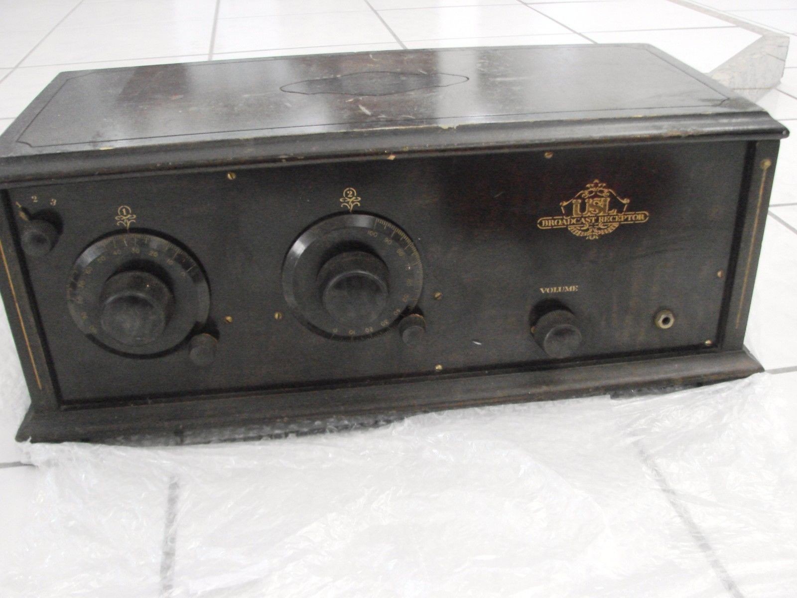 1920s USL BROADCAST Tube Radio Receiver – 301A & 201A Tubes Wood Cabinet
