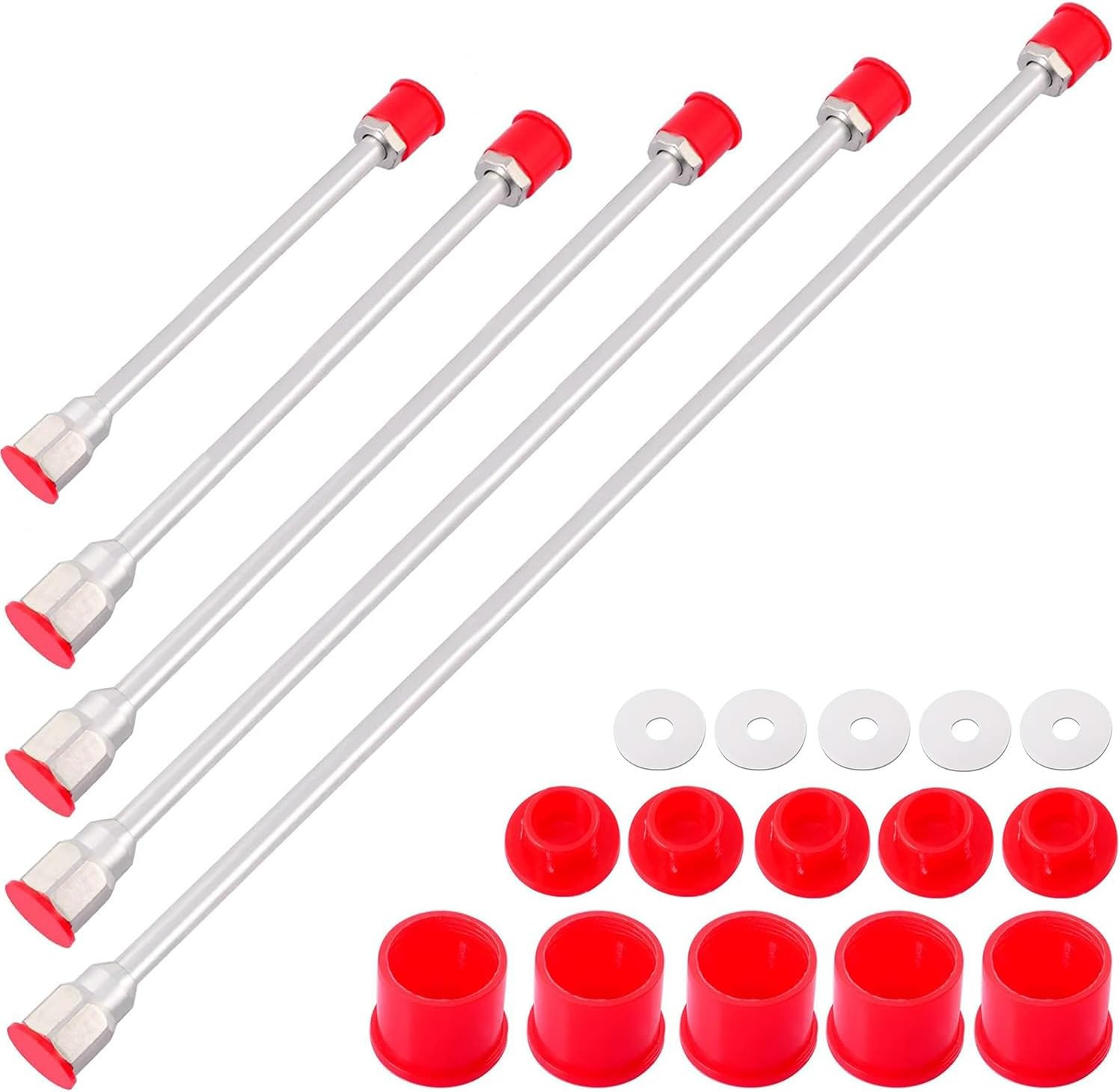 5 Pack Multi-Sizes Airless Paint Sprayer Tip Extension Pole with Red Guard