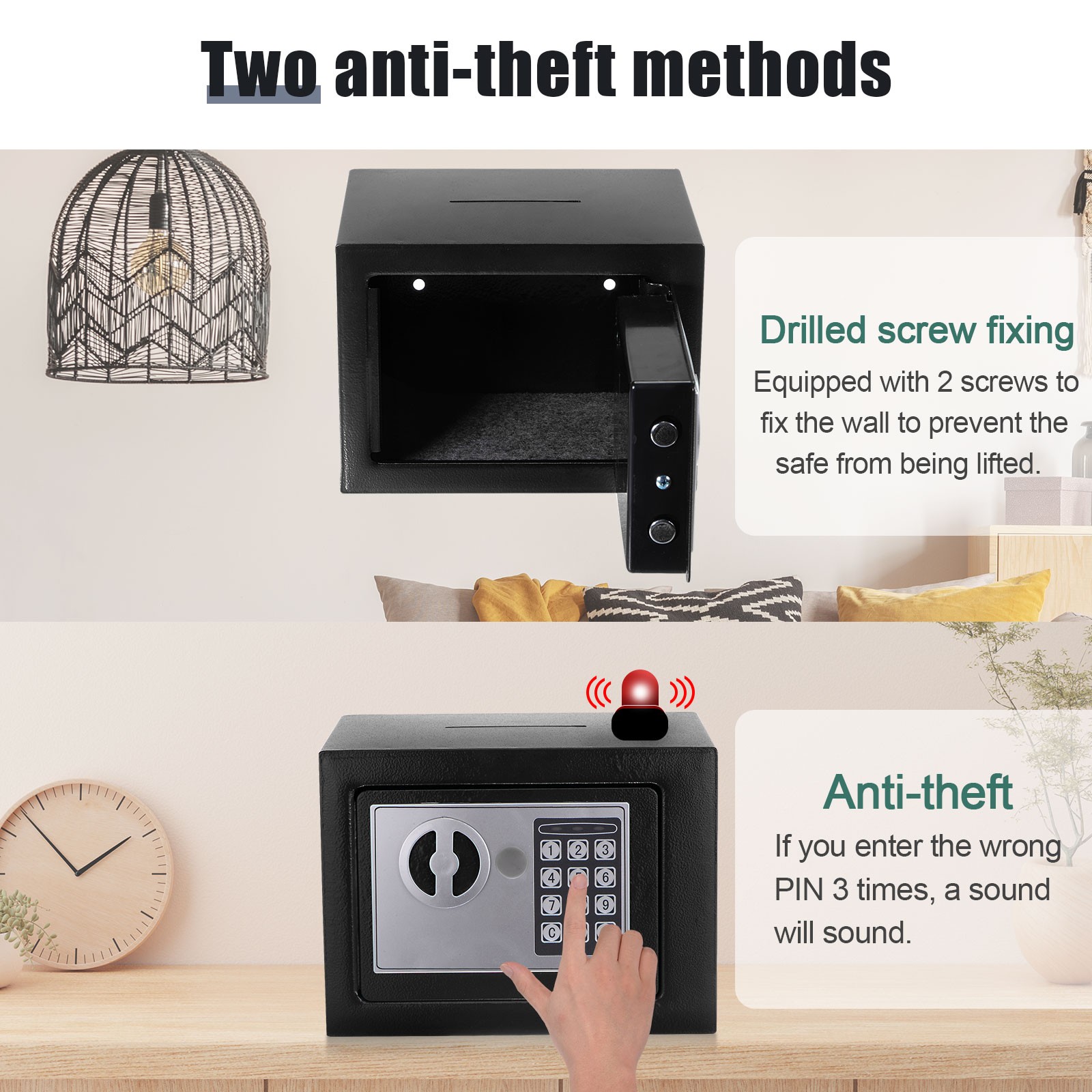Small Safe Box Digital Electronic Security Safe Box for Home Black