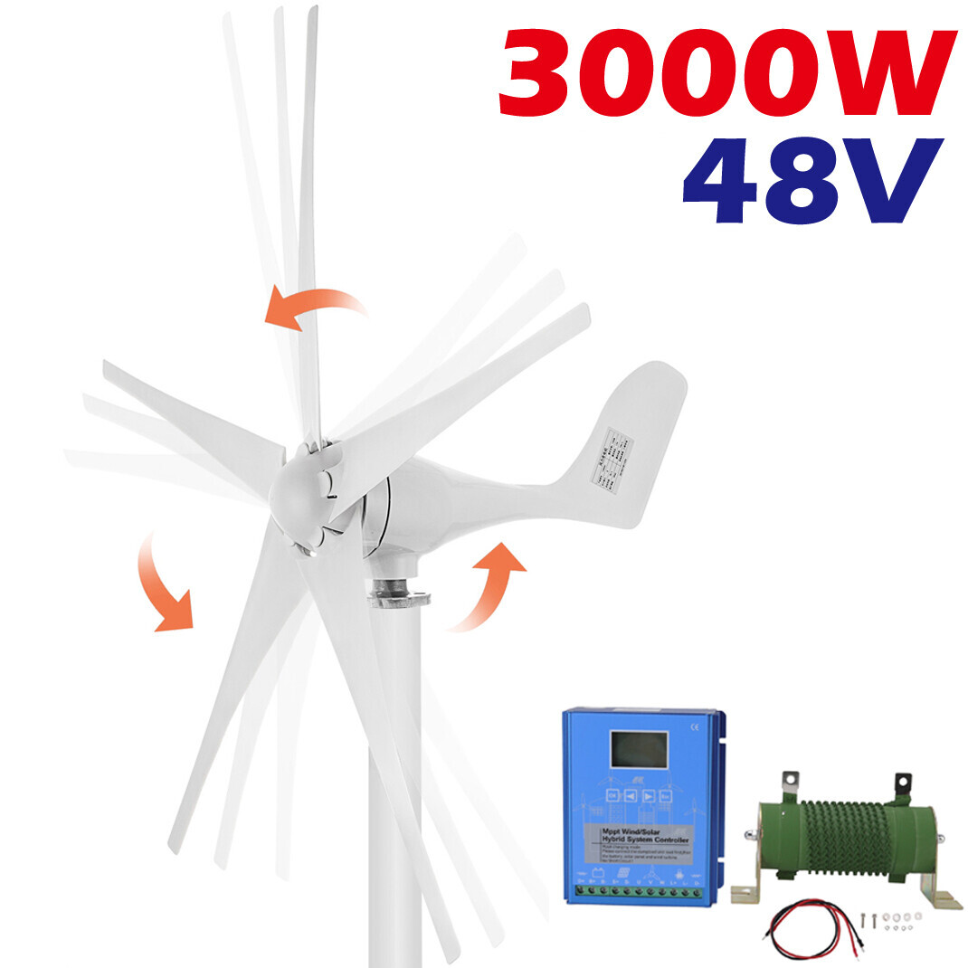 3000W 48V Wind Turbine Generator With MPPT Charge Controller Regulator Kit Solar