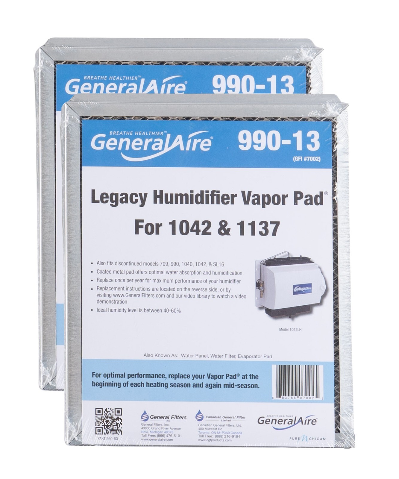 GeneralAire 990-13 (2 Pack) - Humidifier Water Panel