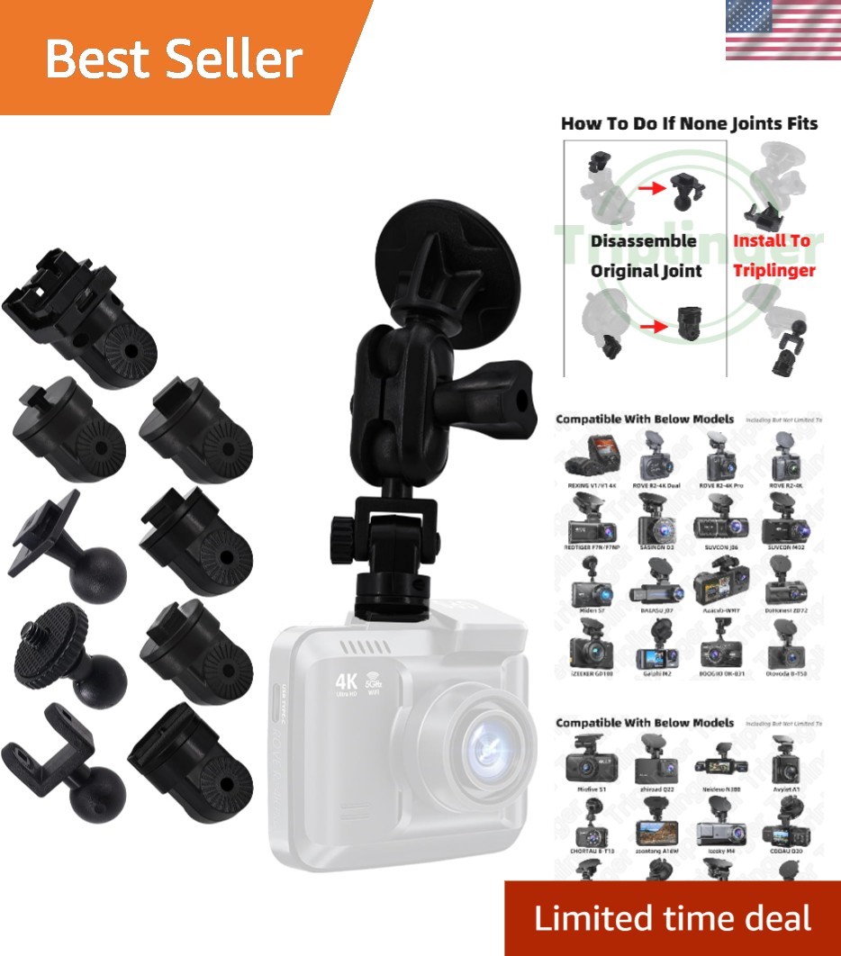 Water-Resistant Adhesive Dash Cam Mount - Ultimate Flexibility for Safe Driving