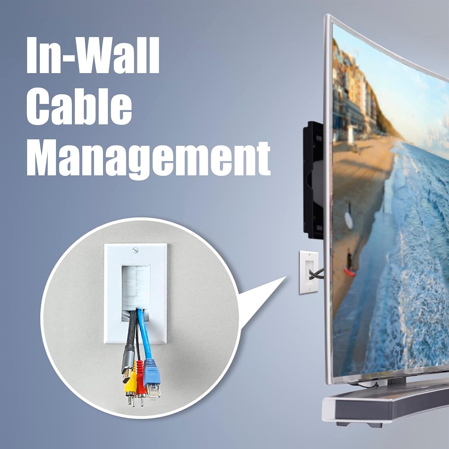 2 Pack Single Brush Wall Plate Cable Pass Through Insert For Wires Gang Access S