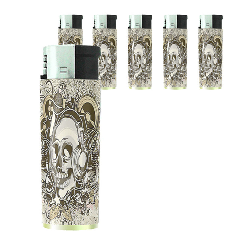 Skull D4 Set of 5 Electronic Butane Lighter