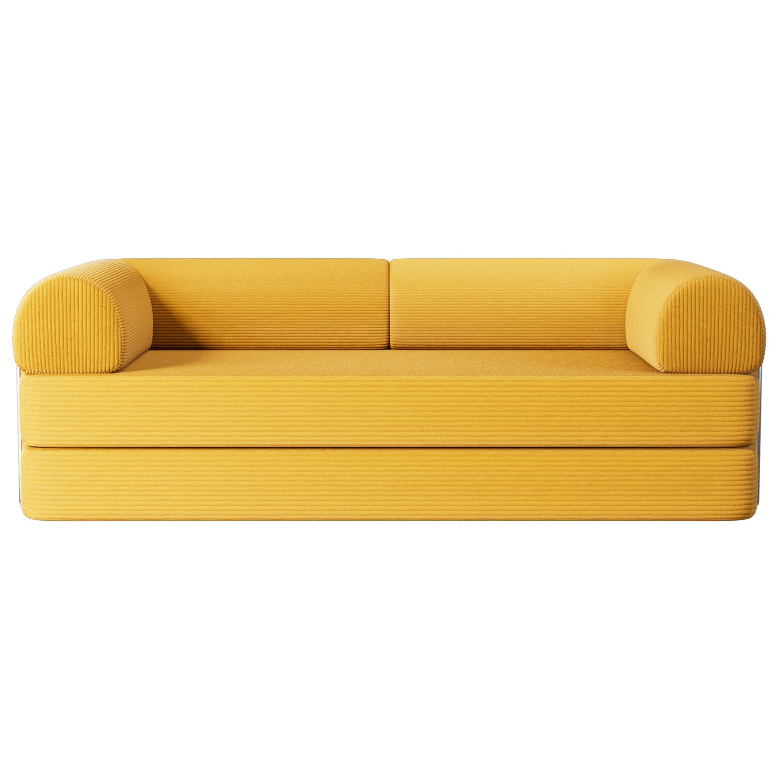 Compressed Foam Sofa Corduroy Ginger 79" Contemporary Sleeper Couch