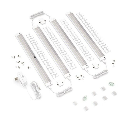 White Finish 4 Panels 12 Inch LED Dimmable Under Cabinet Warm White (3000k)