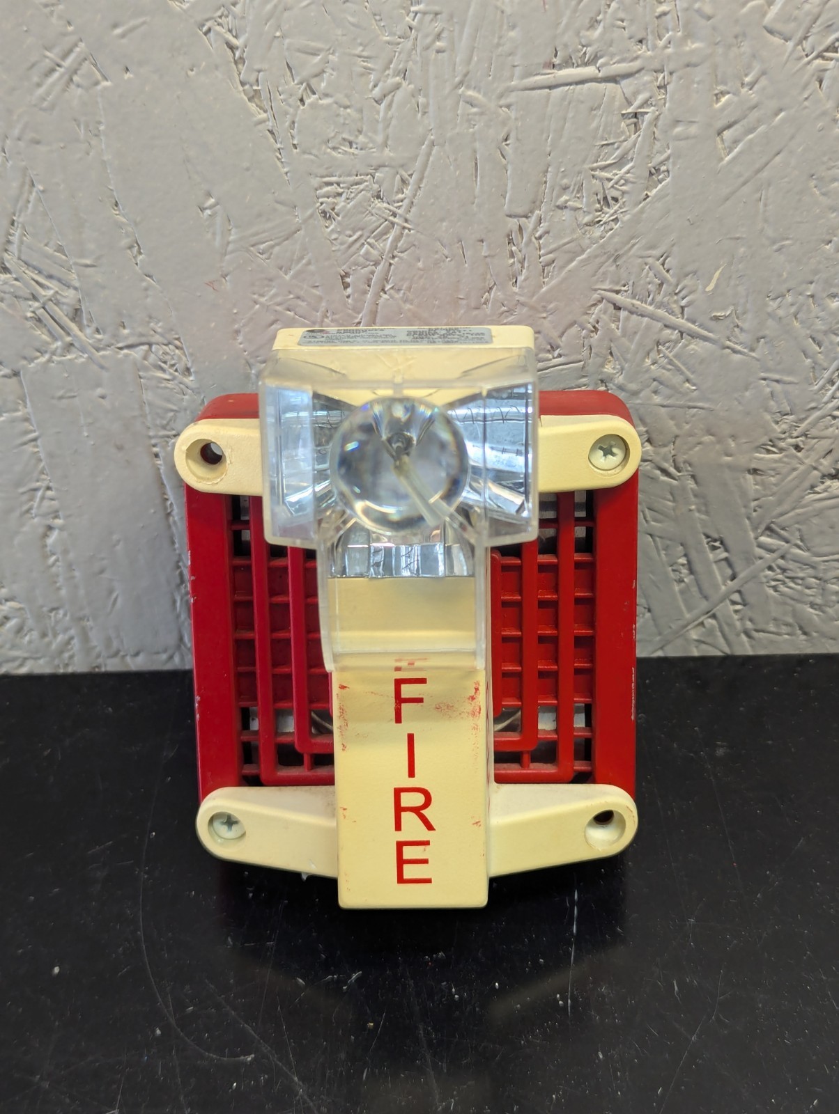 Federal Signal 450D Fire Alarm Horn with V1971 Strobe Wall Mount Light Red