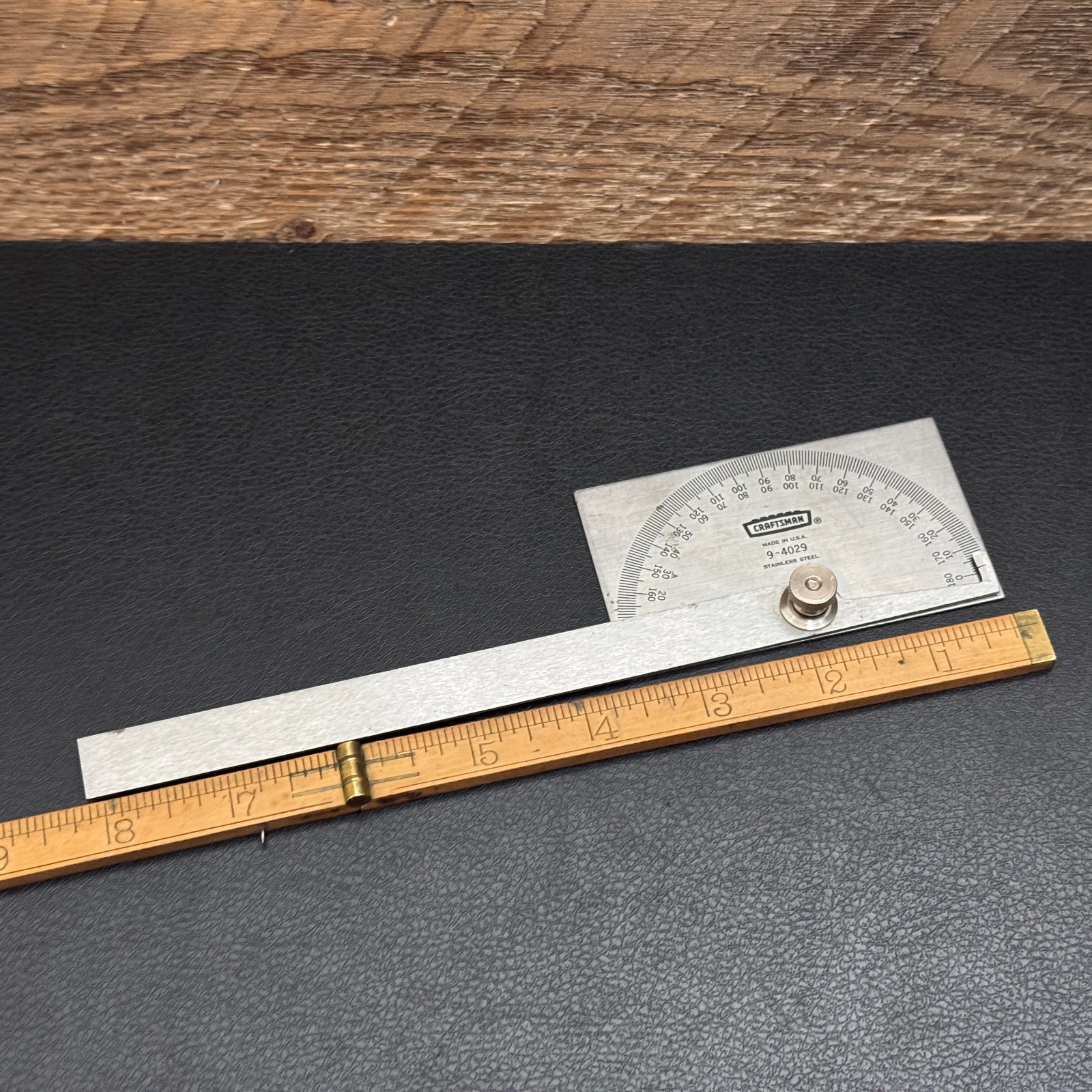 Vintage Sears Craftsman Protractor No. 9-4029 Stainless Steel Made in USA — NICE