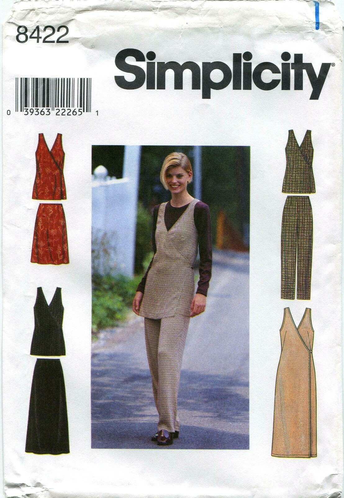 Simplicity 8422 Wrap Jumper Vest Skirt Pants Misses Sewing Pattern Uncut