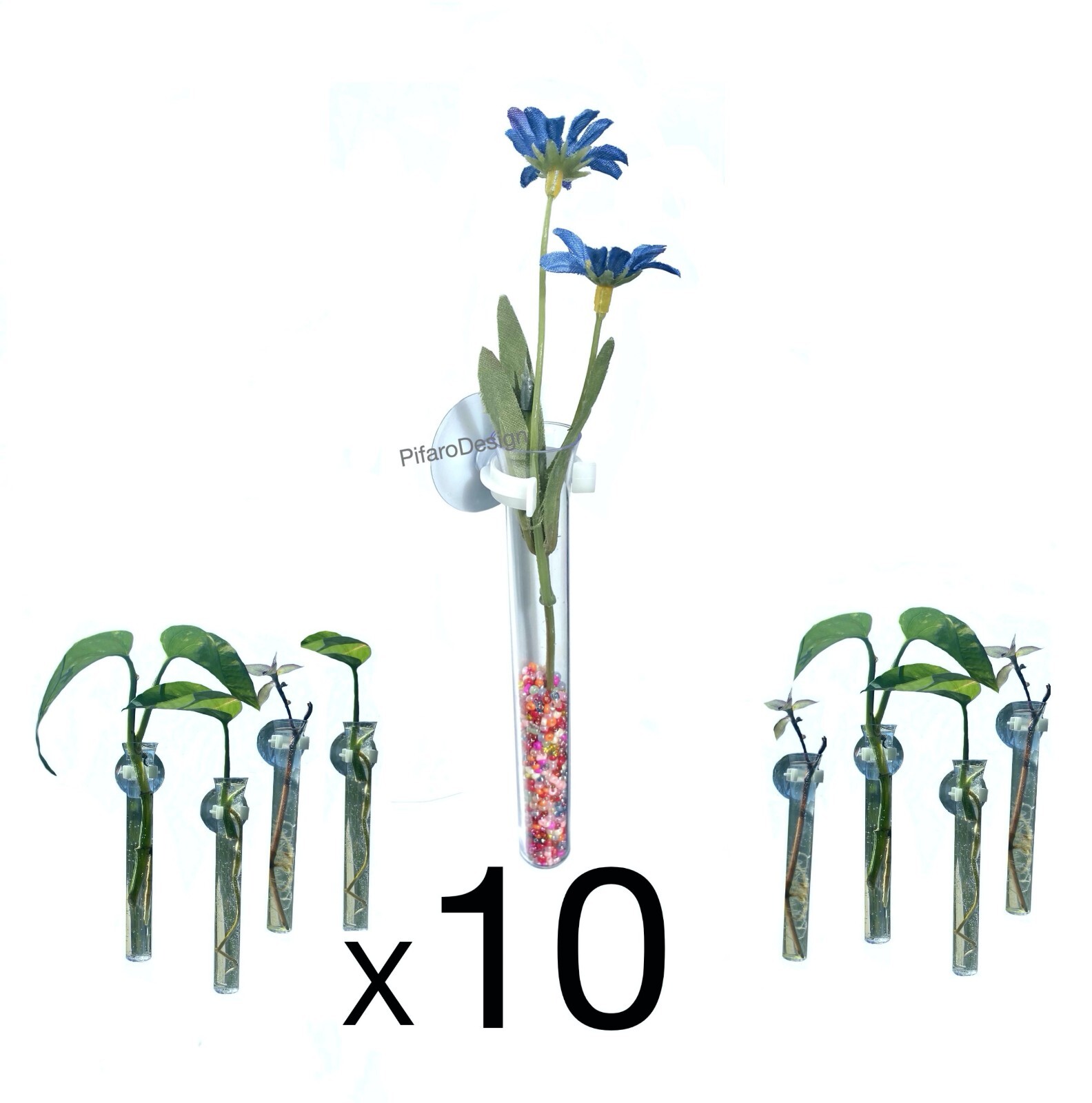 Window Plastic  Vases  With Suction Cups, Propagation Vases, Bathroom/Car Vase