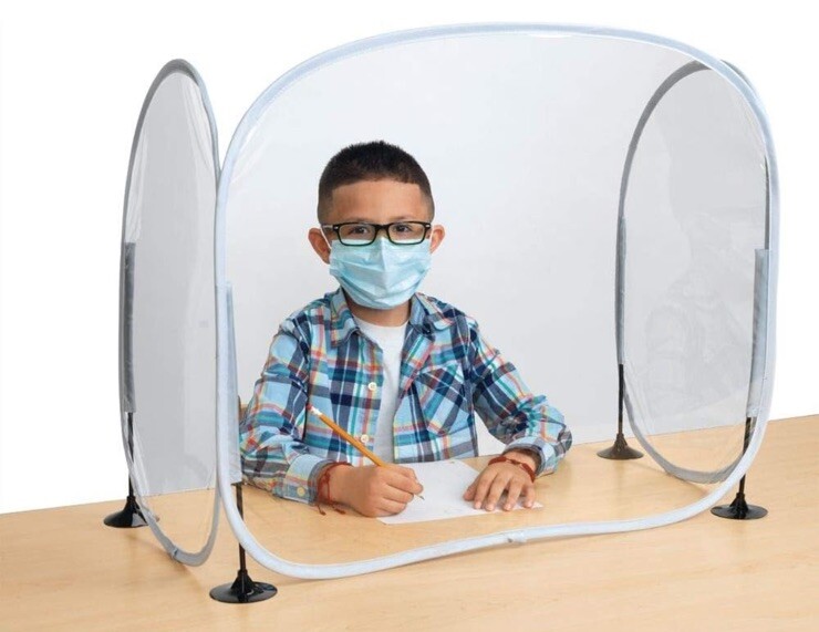 Sneeze Guard Desk Shield – Plastic Divider Screen for Desk, Table or Counter -