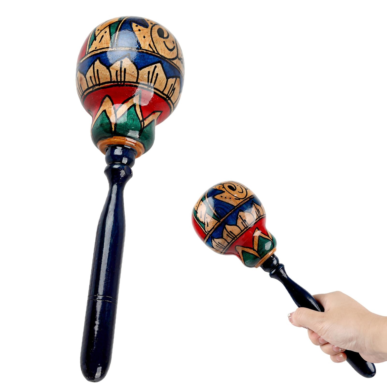 1 Pack Handmade Wooden Maraca for Adults, 10.7" Professional African Hand Per...