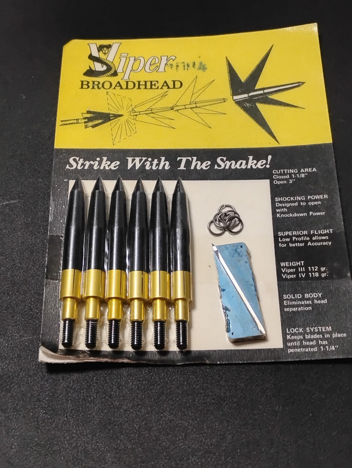 Vtg Viper Broadhead Hunting Arrowheads Strike With The Snake in Original Package