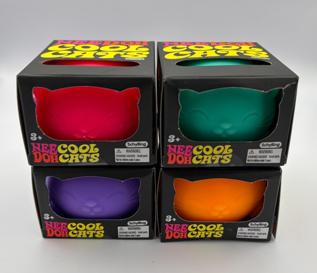 Schylling Nee Doh Cool Cats Tear-Resistant Squeeze Ball Toy - CHOOSE YOUR COLOR