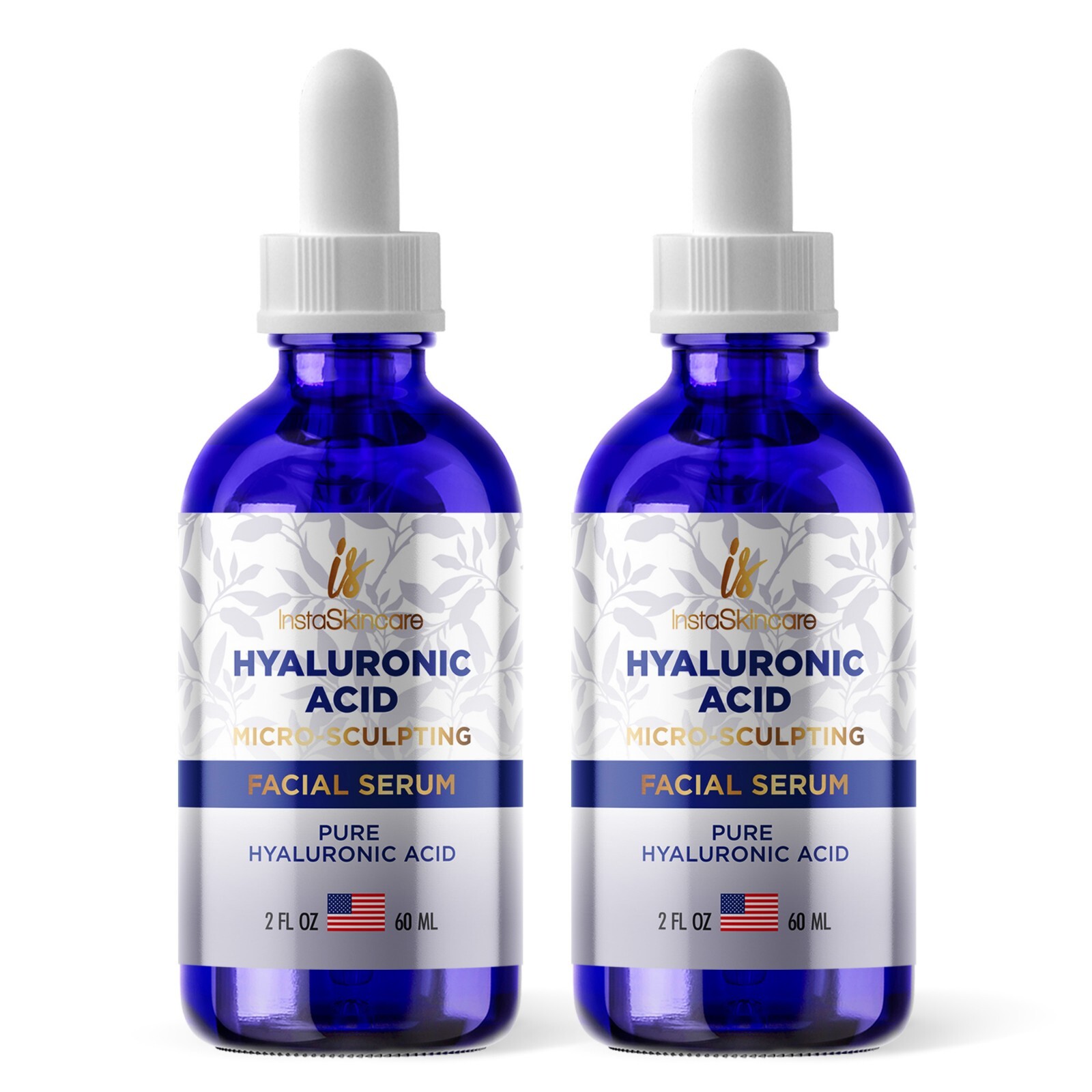 2 Pack Hyaluronic Acid Serum 2oz Each Hydrating Anti Aging Face Wrinkle Skincare