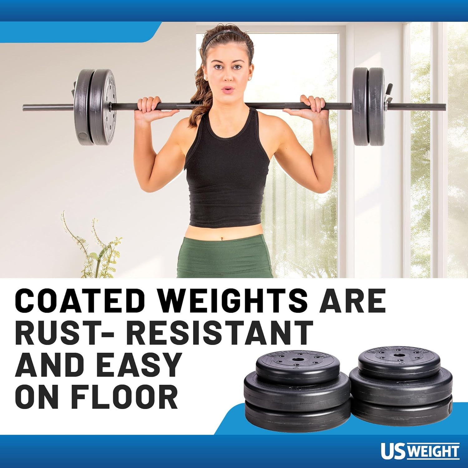 Barbell Set for Home Gym Workout - Made in USA, Essential Home Gym Equipment for