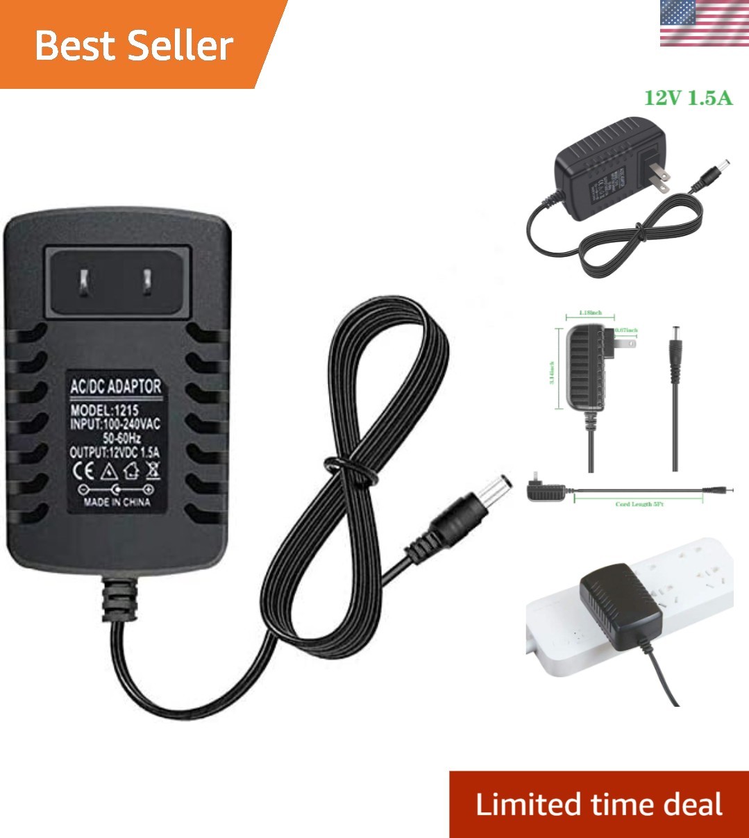 Lightweight 12V Power Supply for Yamaha Keyboards - Includes Built-in Cable