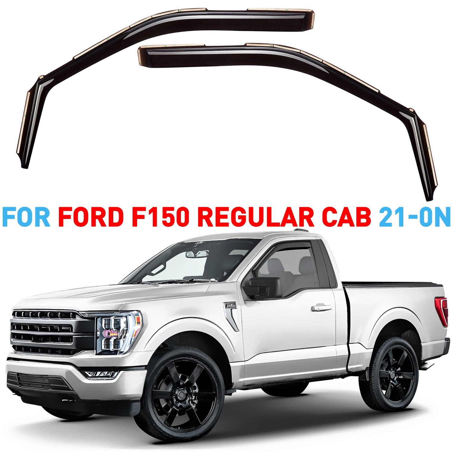Side Window Deflectors Rain Guards for 21-25 Ford F-150 Regular Cab SHATTERPROOF
