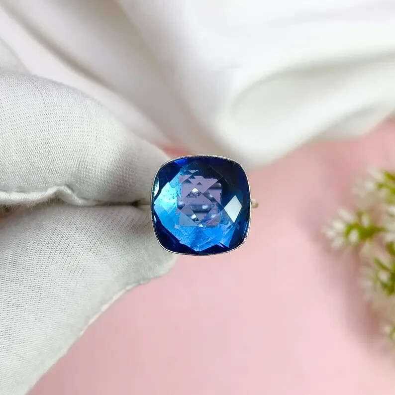 Blue Tanzanite 925 Sterling Silver Band& Statement Ring Handmade Ring All Size