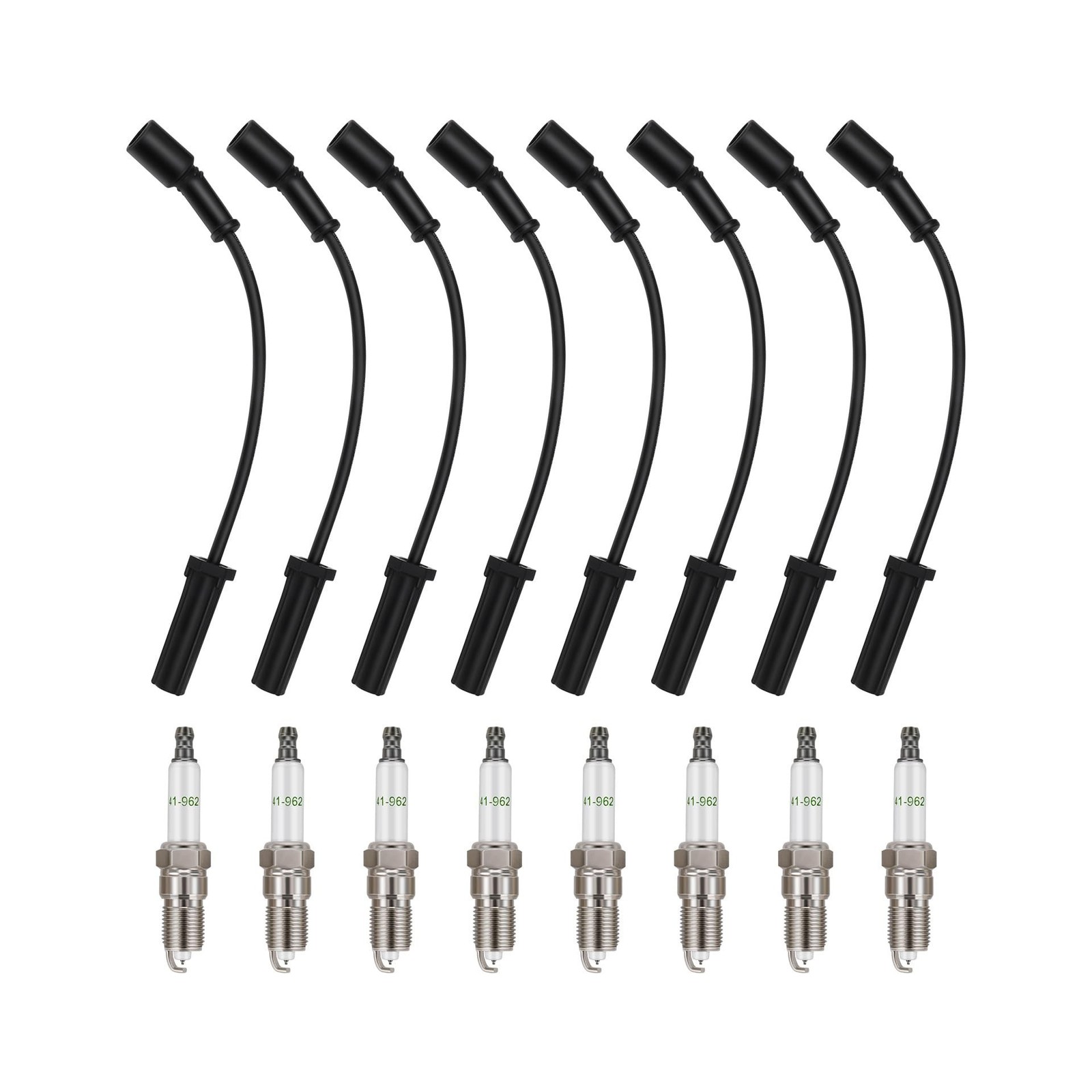 41-962 Iridium Spark Plugs & 9748HH Spark Plug Wires Compatible wit... Fast Ship