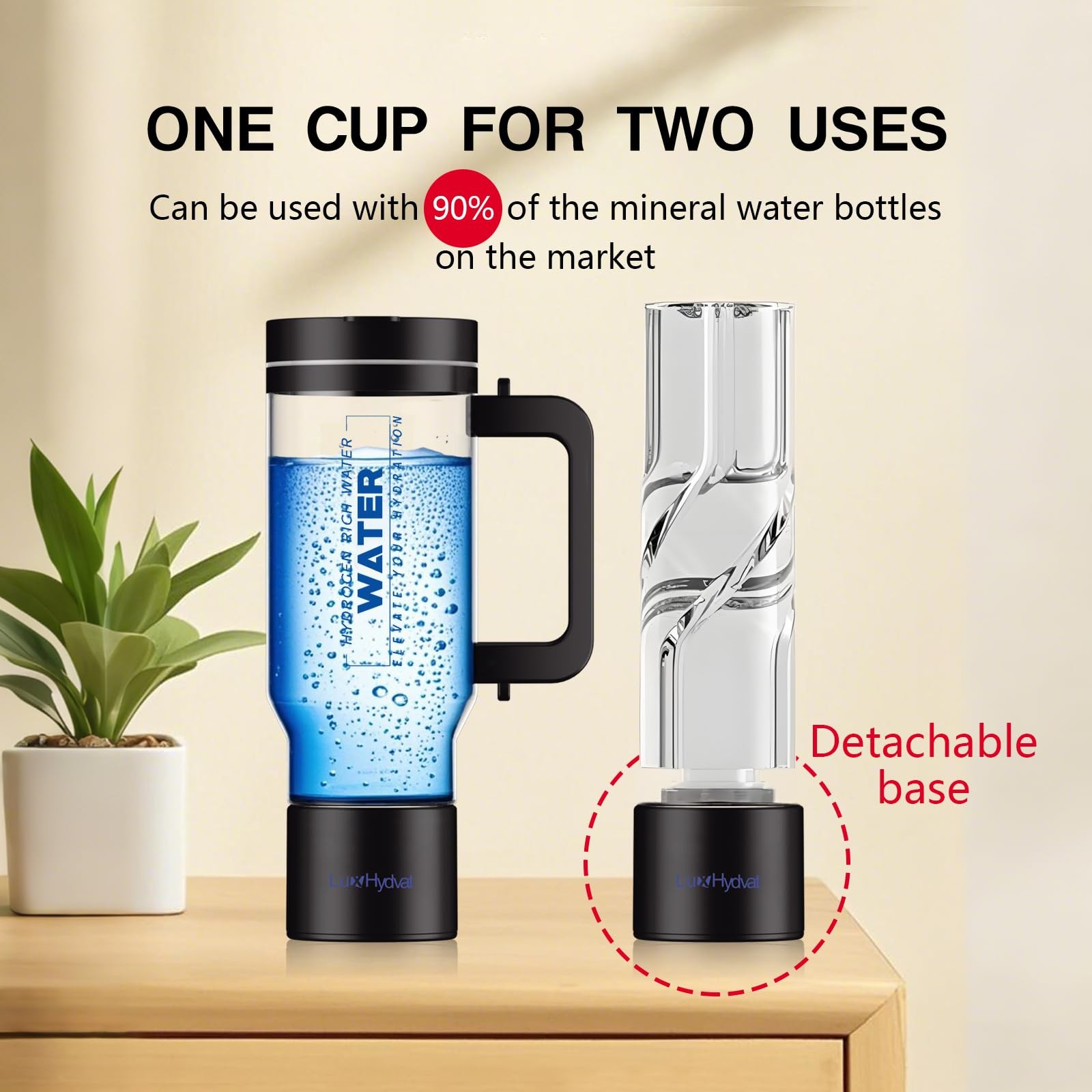 Hydrogen Water Pitcher with Handle: Smart 32 Oz Hydrogen-Enriched Kettle with...