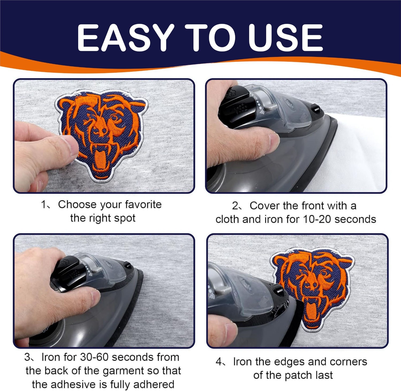 Chicago Bears NFL Team Logo Iron On Patch - Sew Patch - Embroidered Patch