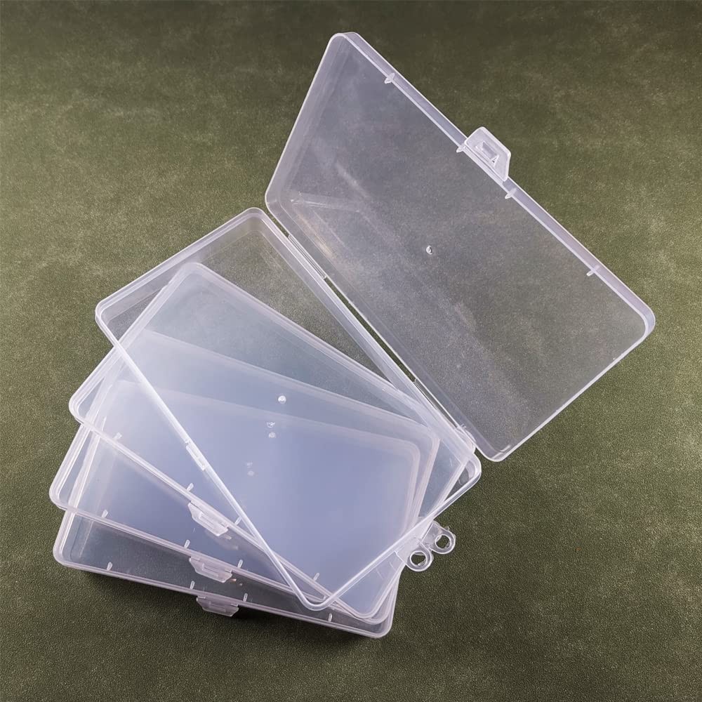 4 Pcs Clear Plastic Storage , Rectangular Containers Case with Lid, for , Jew...