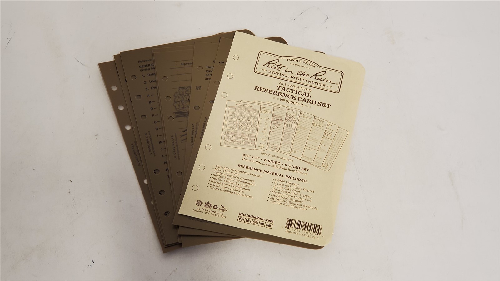 Rite In The Rain Weatherproof Tactical Reference Card Set, 4.625" x 7", 8 Sheets