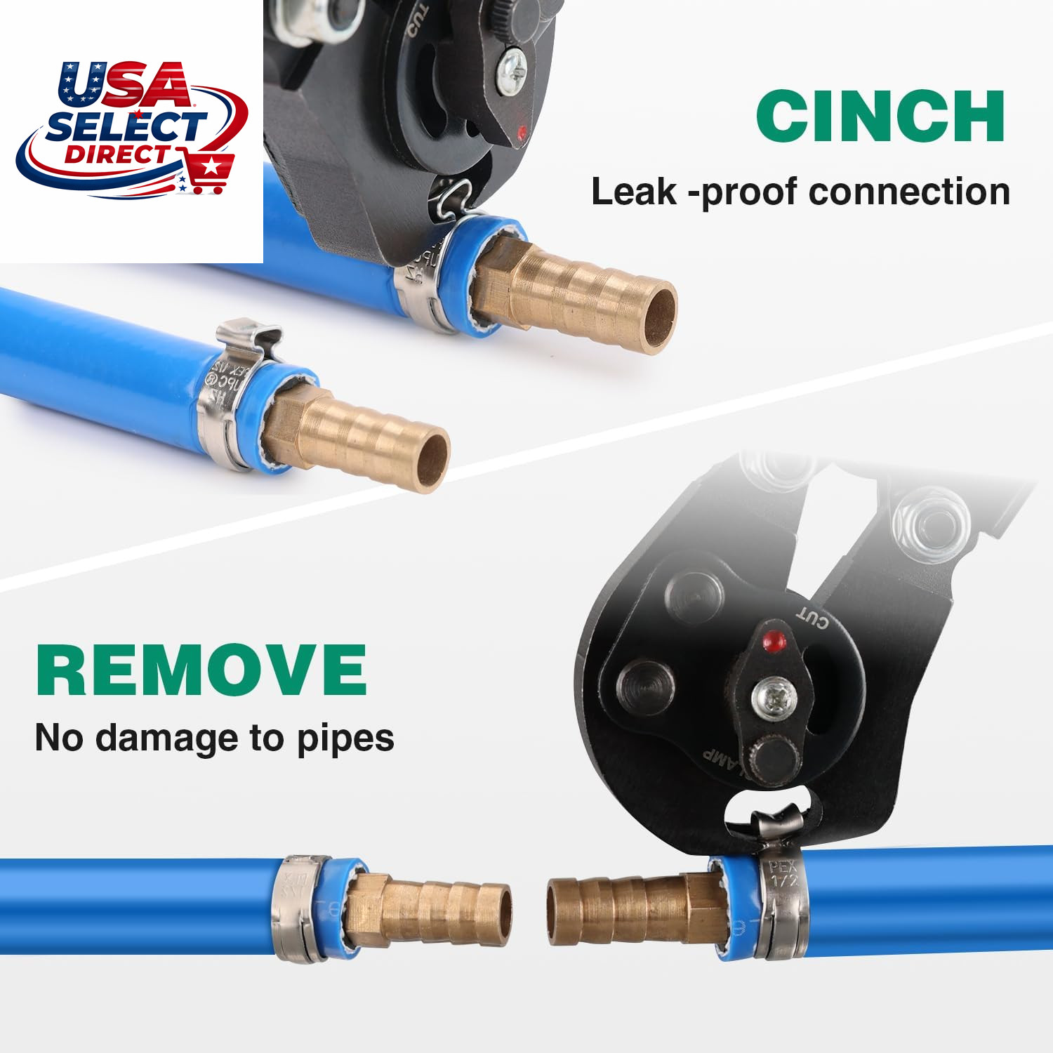 2 in 1 Ratchet Pex Crimping Tool Cinch and Remove Combo Function Pex Pipe Crimp