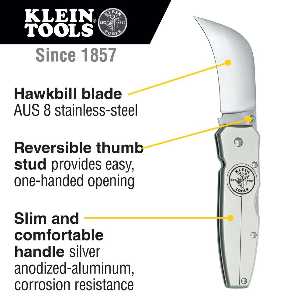 Klein Tools 44006 Lockback Knife 2-5/8-Inch Aluminum Handle - Hawkbill