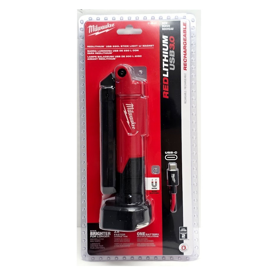 Milwaukee 2128-21 REDLITHIUM USB Stick Light with Magnet – Rechargeable LED