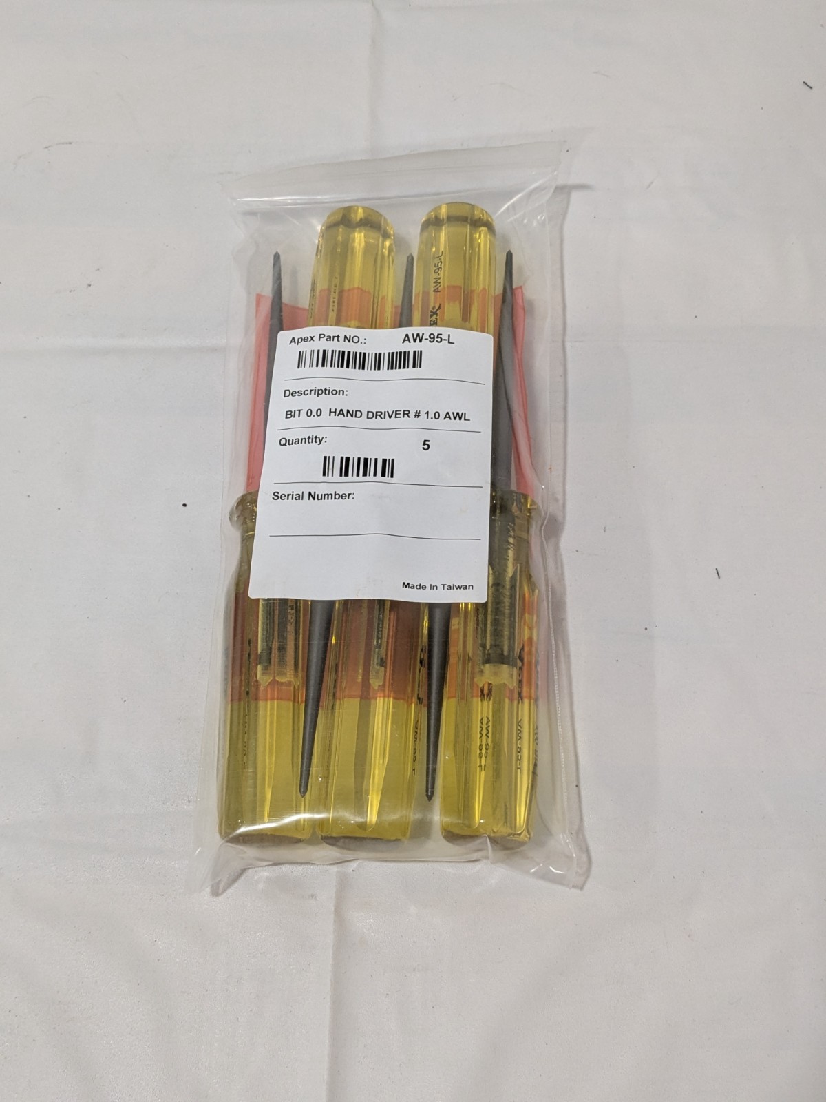 APEX  Tool Steel Awl, 0.307" Shank Diameter, 4" Shank Length Pack of 5 AW-95-L