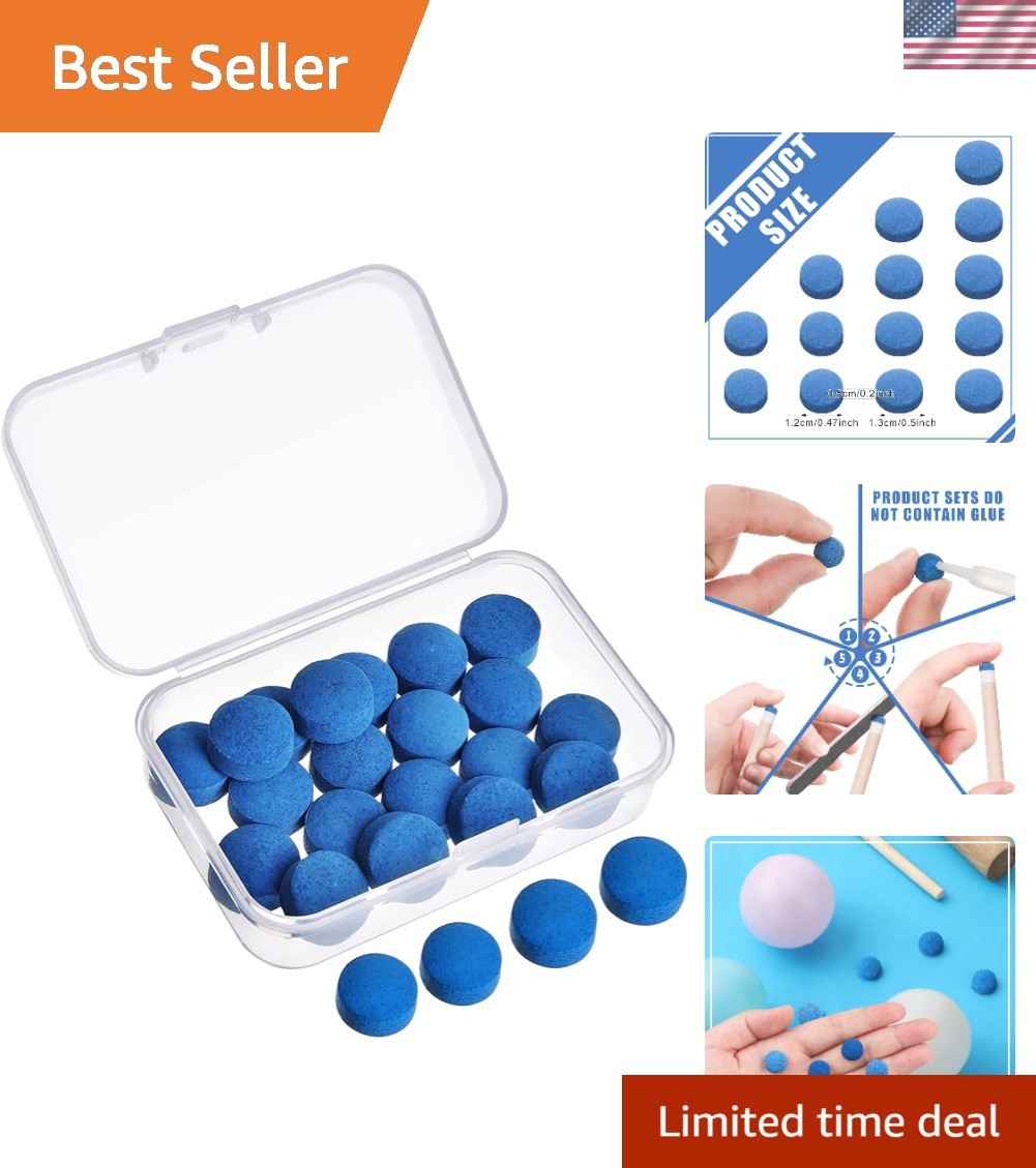 Replacement Billiard Pool Cue Tips Kit - 20 Durable Tips & Storage Box Included