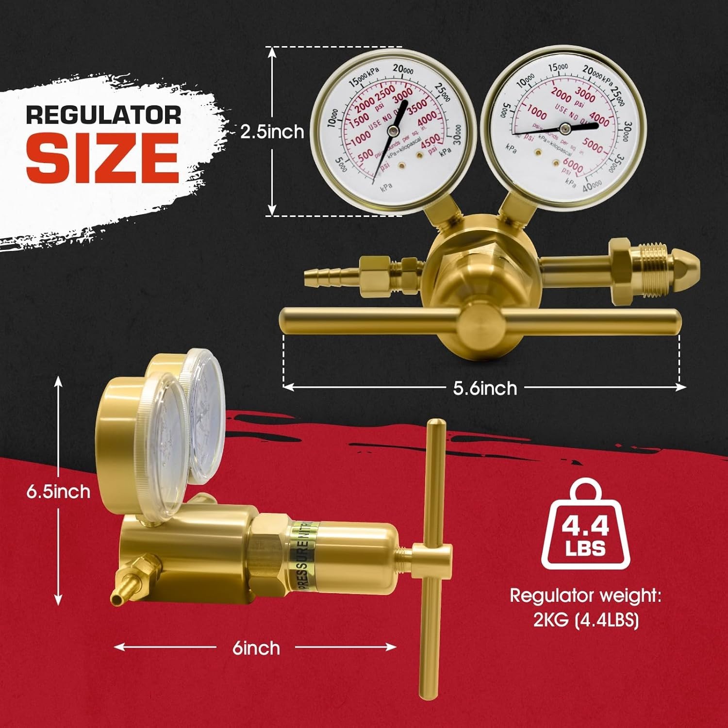 High Pressure Nitrogen Regulator, High Pressure Piston Regulator for Inert Ga...