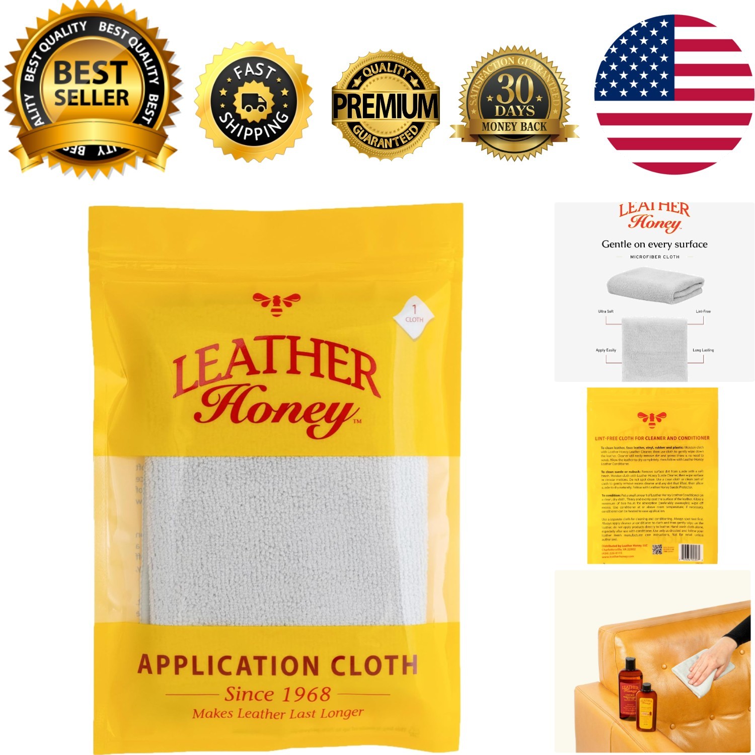 Lint-Free Microfiber Cloth for Effortless Leather Care – Classic White, Small