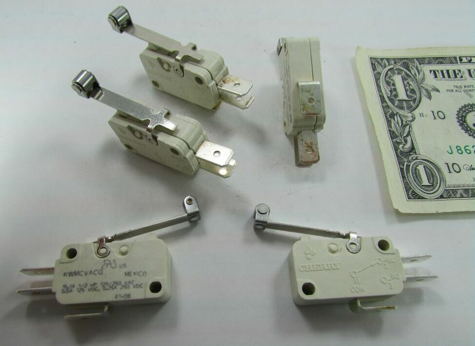 Lot 5 Cherry Roller Lever Switches, 15.1A 125VAC 250VAC Normally Open/Closed DC
