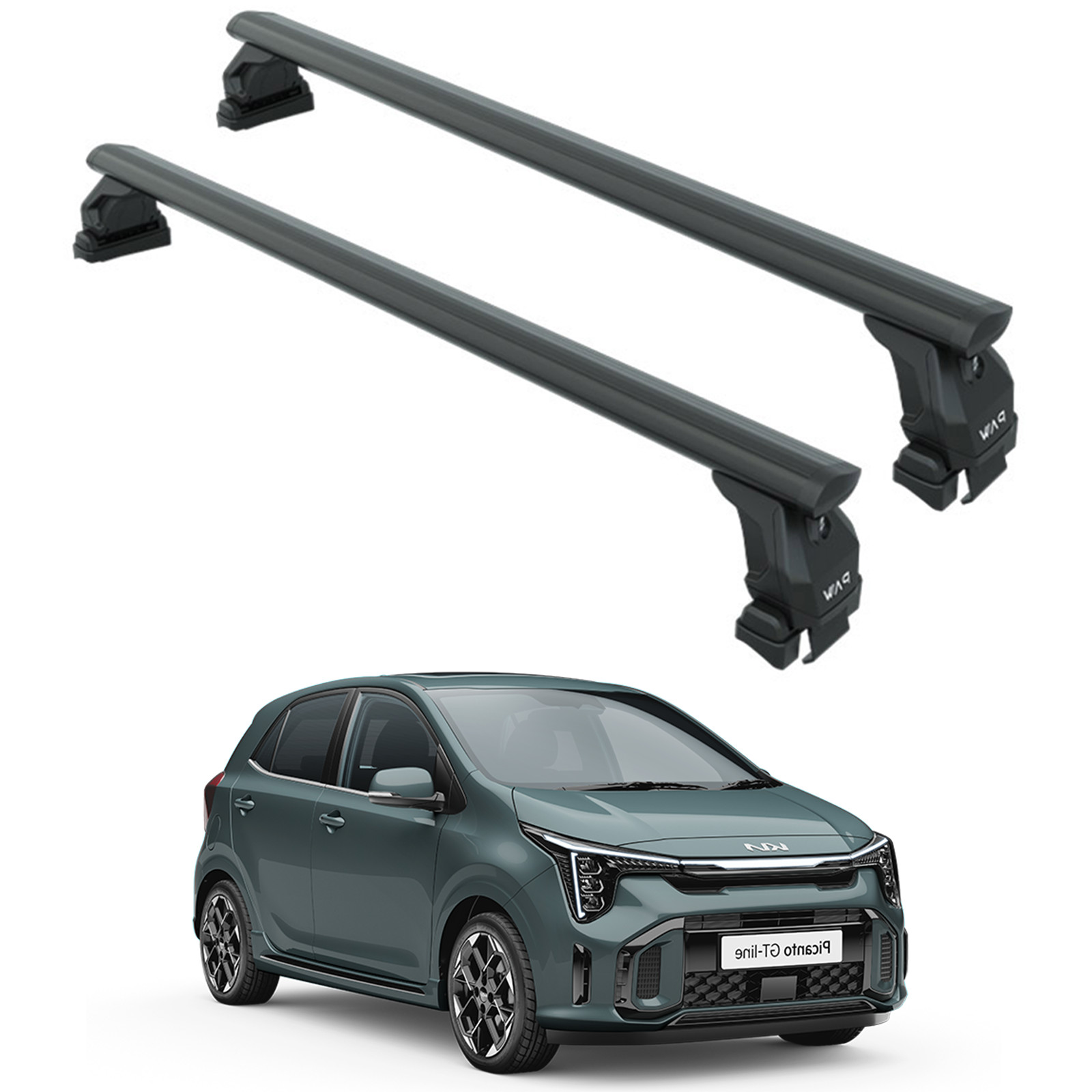For Kia Picanto 2024-2025 Roof Rack System, Aluminium Cross Bar, Normal Roof, Bl