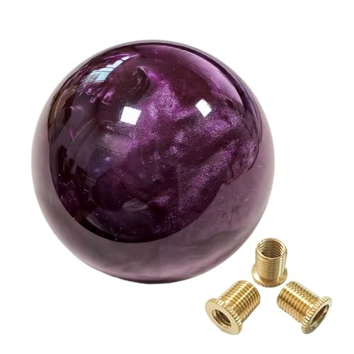 Marble Style Round Ball Gear Shift Knob with 3 Adapters M8x1.25 / Burgundy