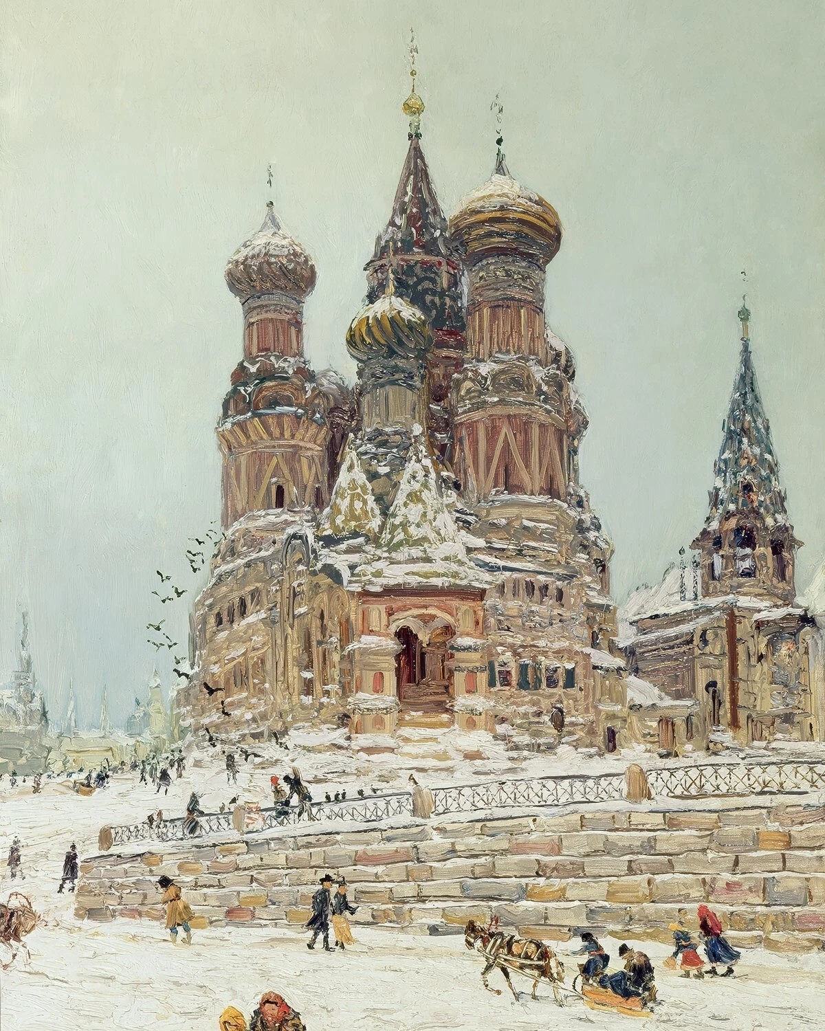Vintage Church of Saint Basil in Winter 11"X14" GLOSSY POSTER PRINT