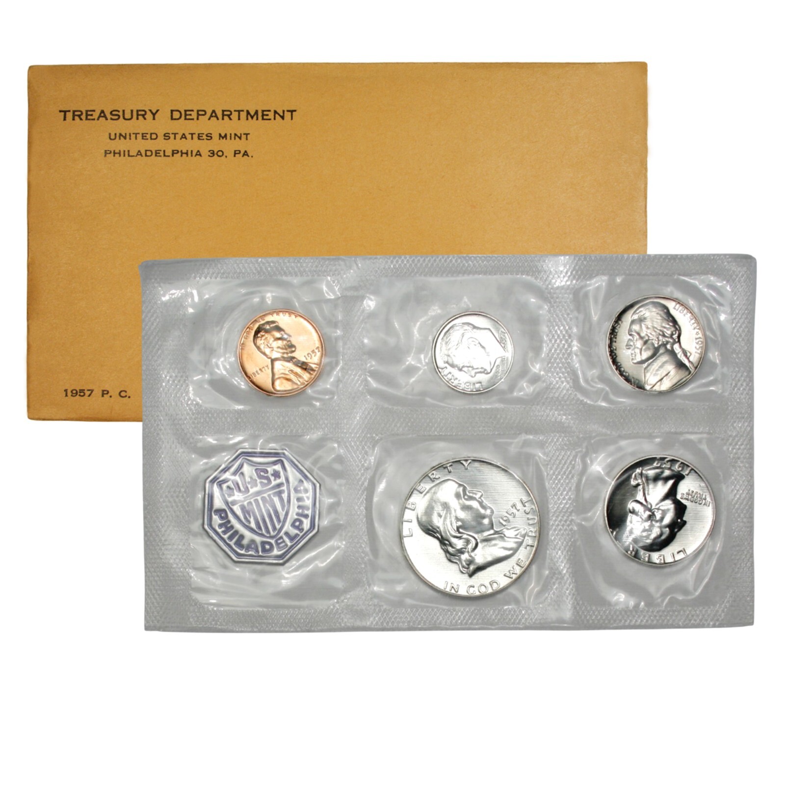 1957 Proof Set Silver Coins US Mint Lot Original Envelope MQ