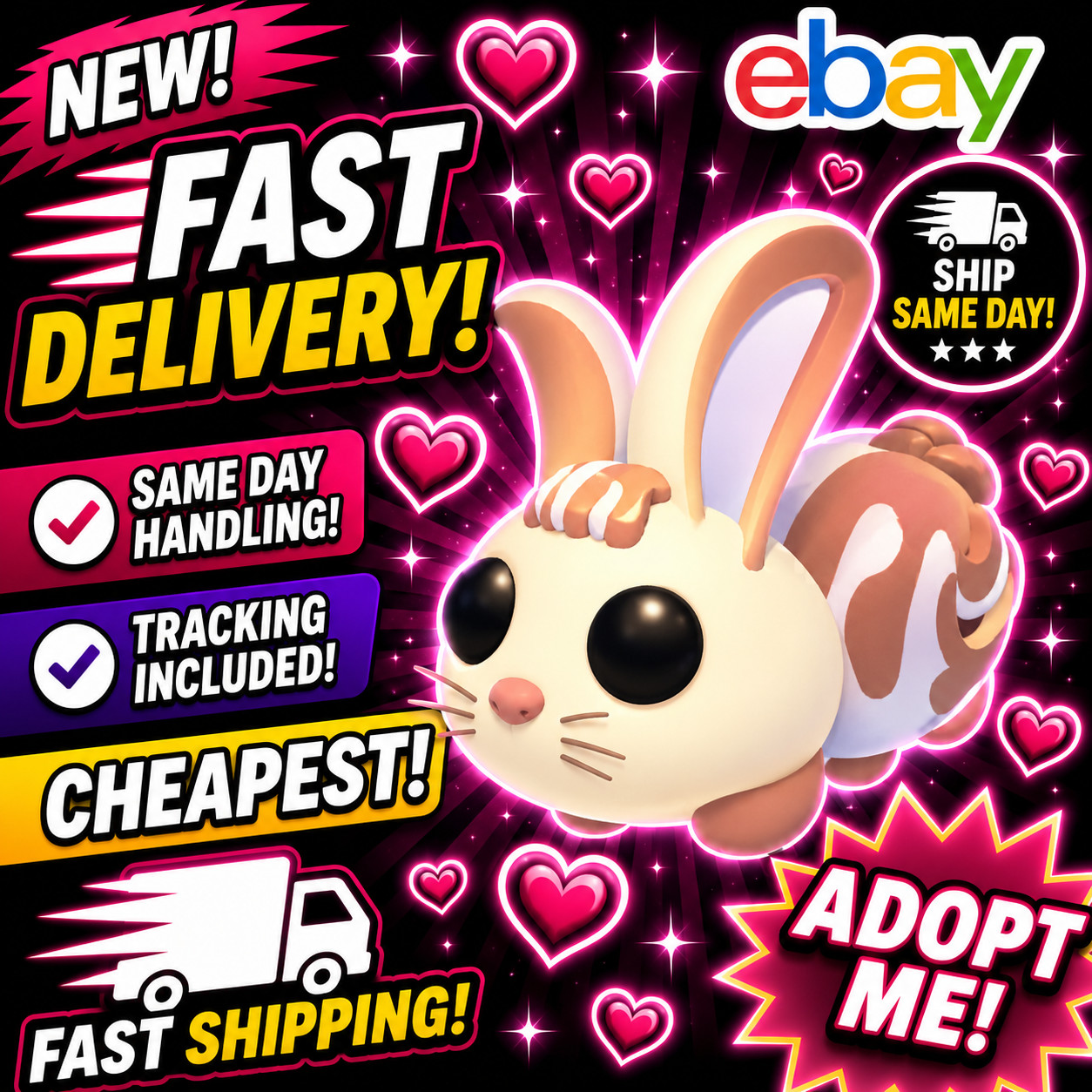 Bunny Swirl / All Variations! FR, NFR, MFR, Neon, Mega - Adopt From Me