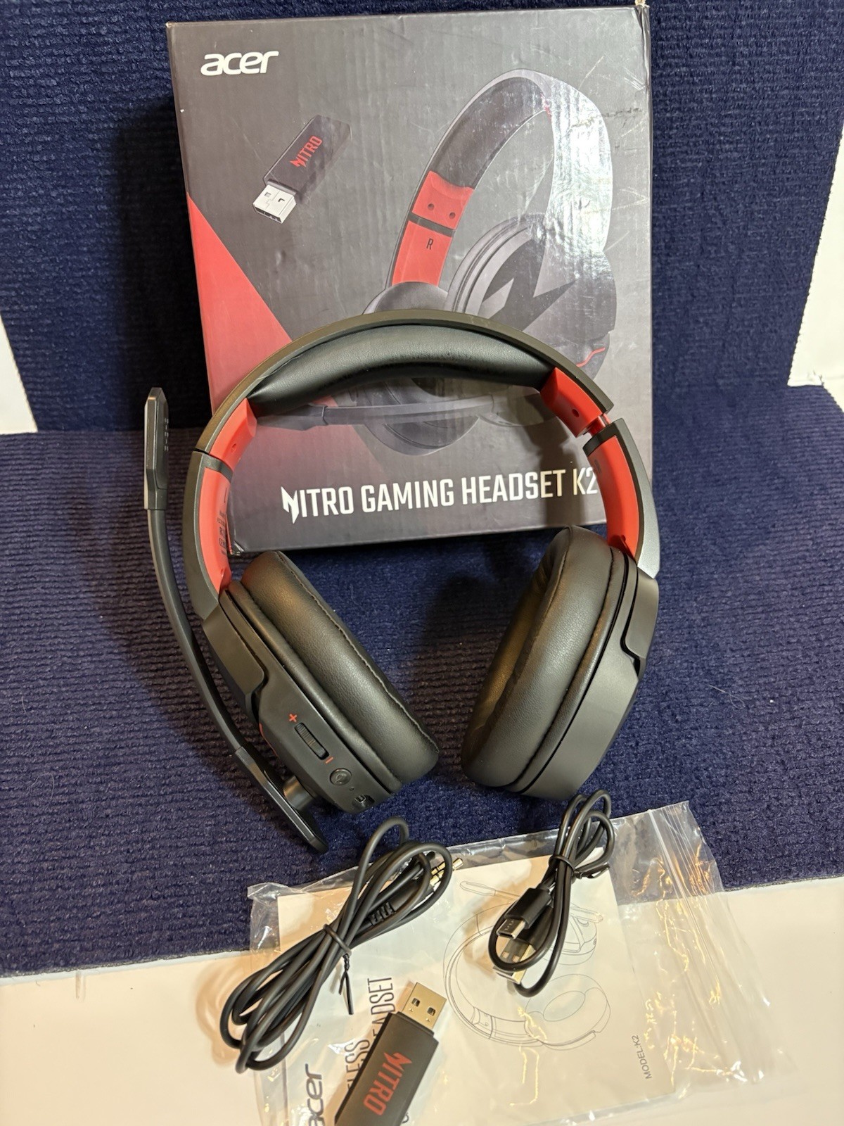 Acer Nitro Gaming Headset K2 Wireless Over-Ear Black/Red Bluetooth USB Dongle