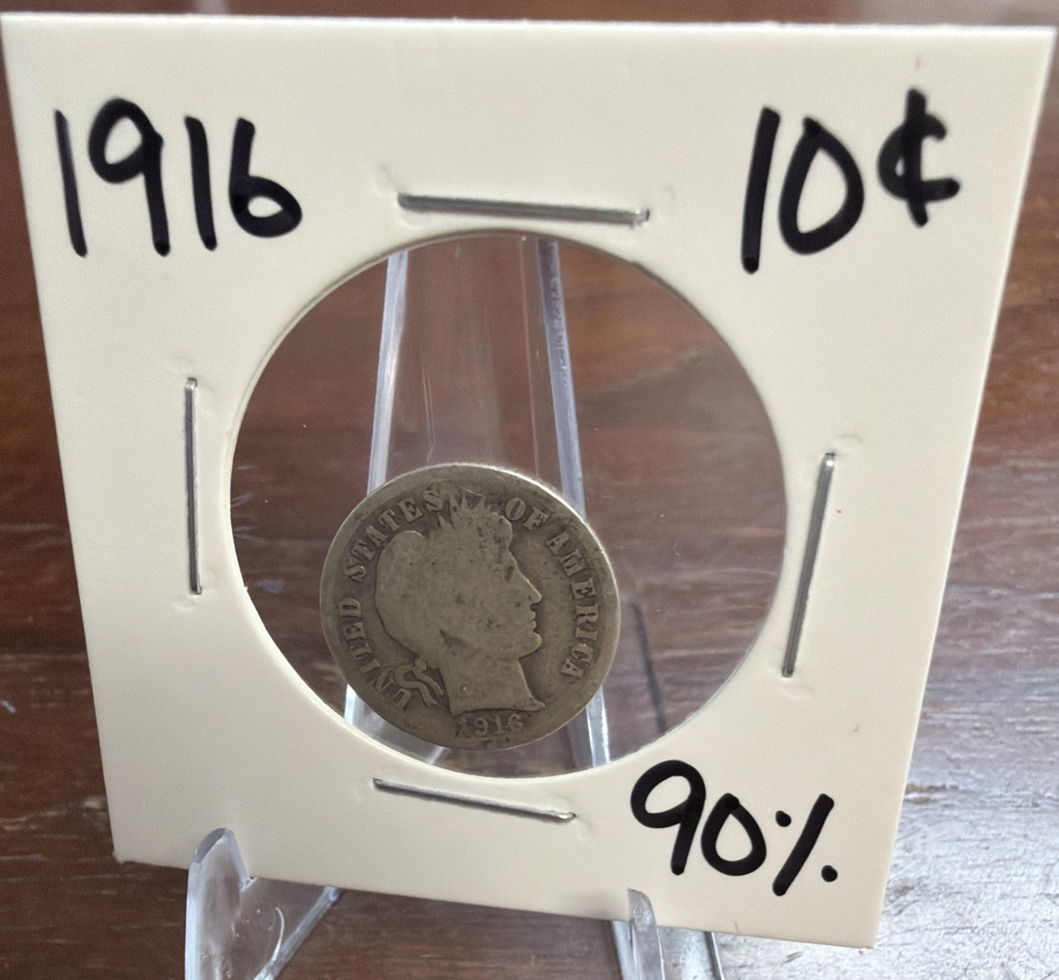 1916 P Barber 90% Silver Dime 10c US Coin 072026-307