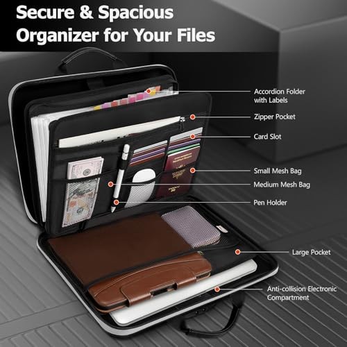 5200℉ Fireproof File Organizer with Combination Lock, Hard Shell Multi-pocket