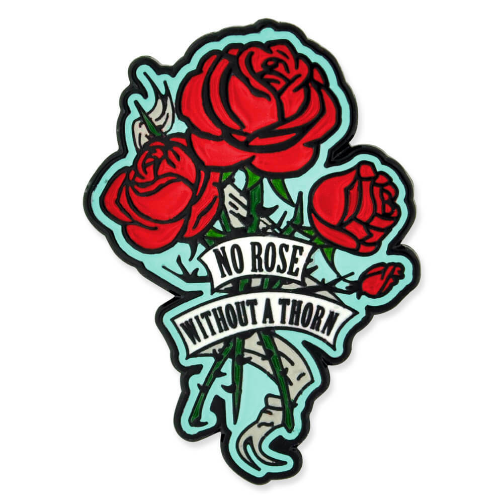 PinMart's No Rose Without a Thorn Trendy Flower Enamel Lapel Pin