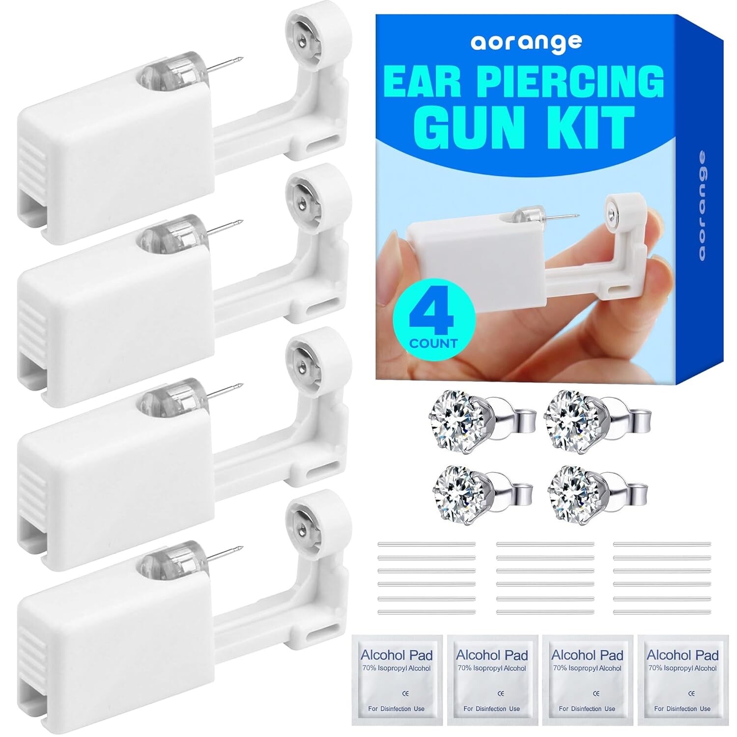 4Pcs Safety Ear Piercing Kit Disposable Self Nose Piercing Gun with Ear Stud USA
