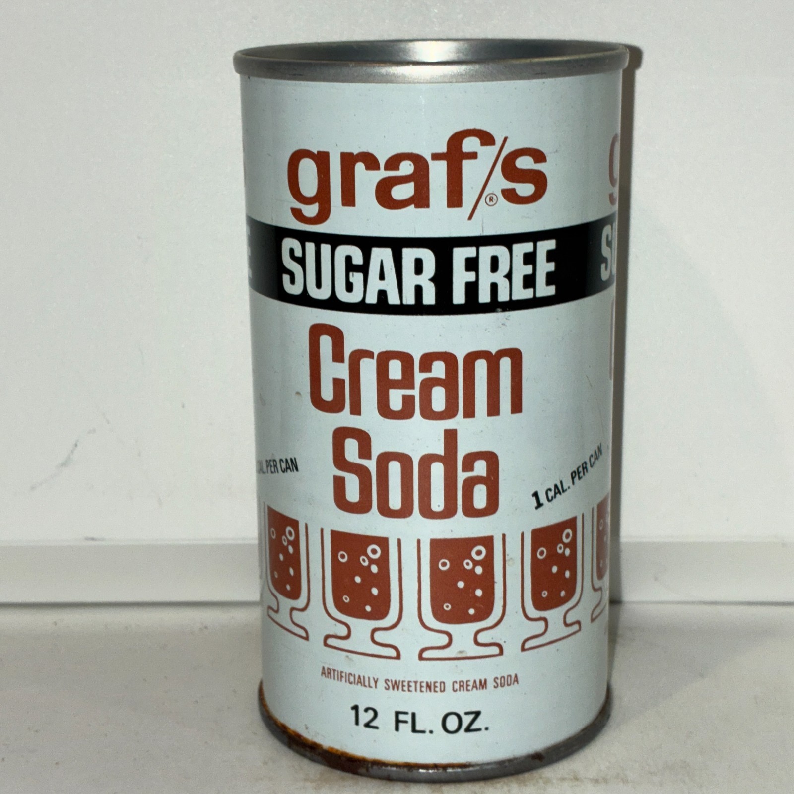 Graf's Sugar Free Cream Soda can, straight steel