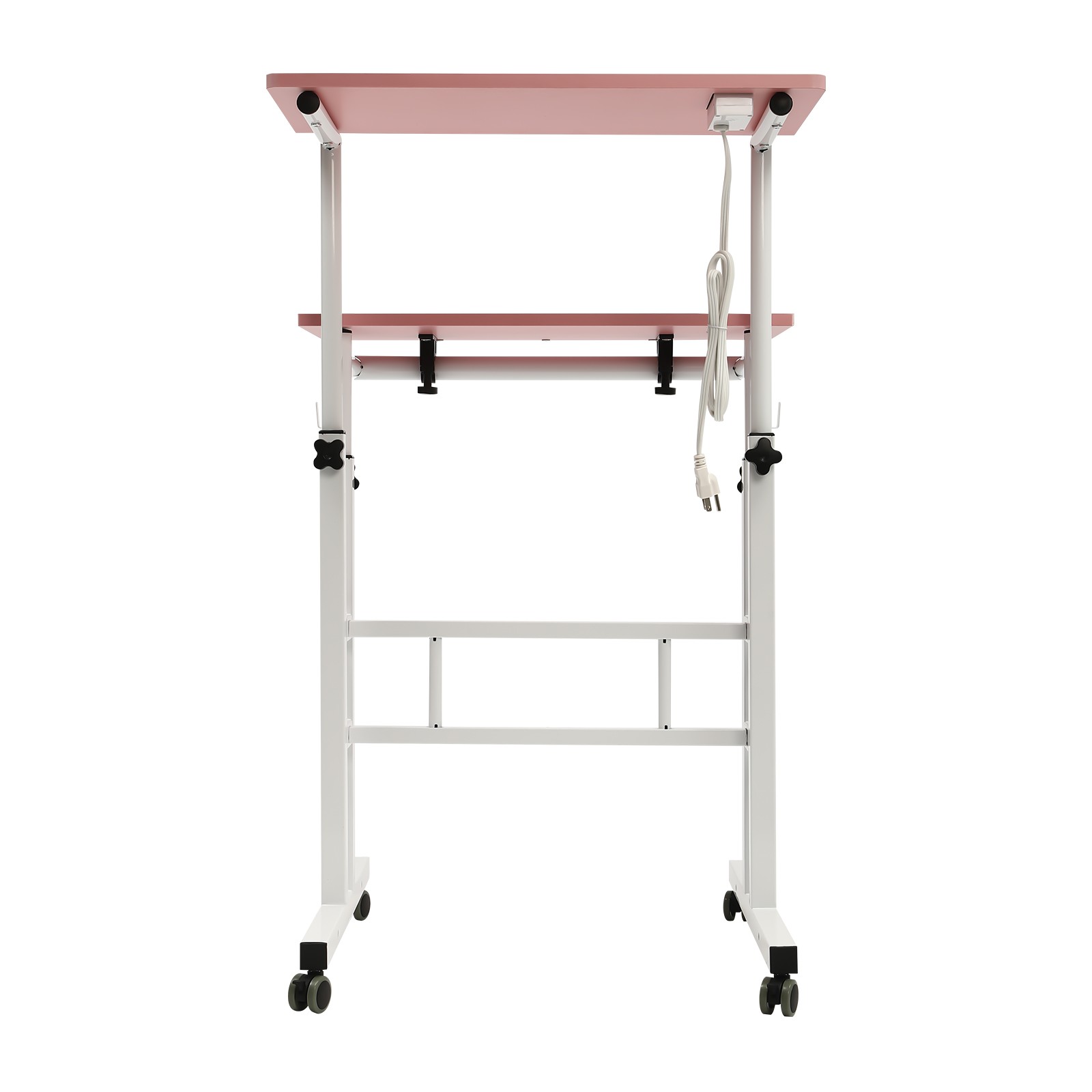 Mobile Adjustable Standing Desk with Dual Desktop for Home & Office