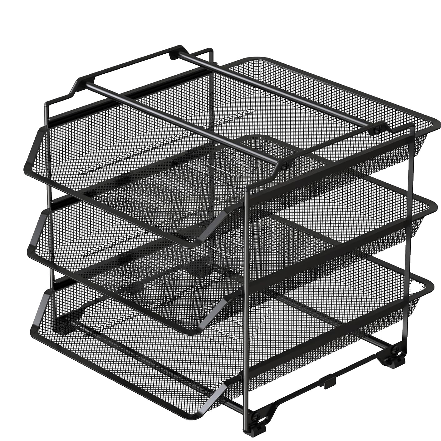 Stackable Sliding Letter Tray Paper Organizer, 3 Tier, Black